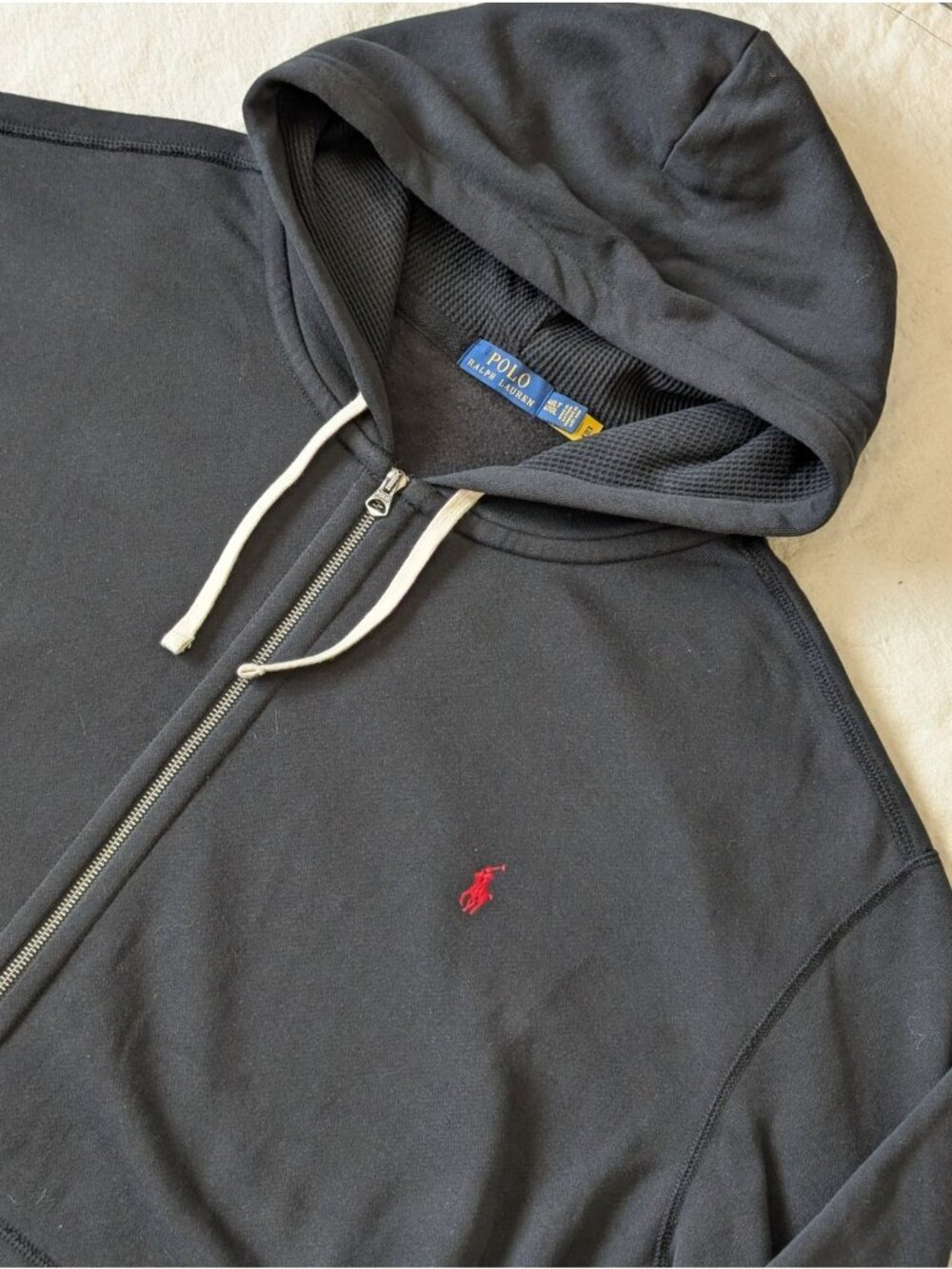 Polo Ralph Lauren Men's Black Full Zip Thermal Fleece Hoodie Size 4XLT